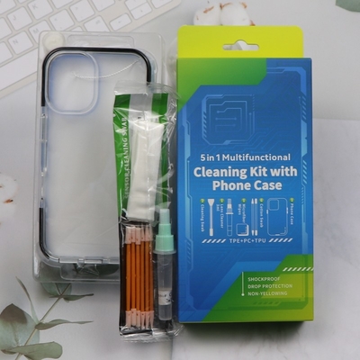5 in 1 Telefono Pulizzatore Piccolo Swab di schiuma Kit di pulizia dello schermo Kit di pulizia del telefono con custodia del telefono