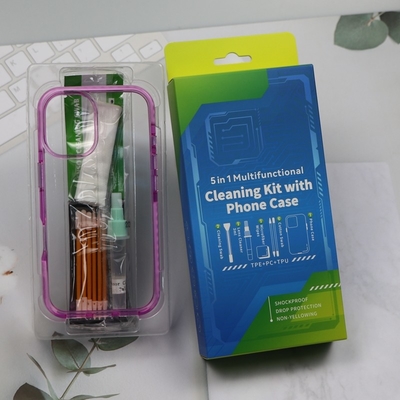 5 in 1 Telefono Pulizzatore Piccolo Swab di schiuma Kit di pulizia dello schermo Kit di pulizia del telefono con custodia del telefono