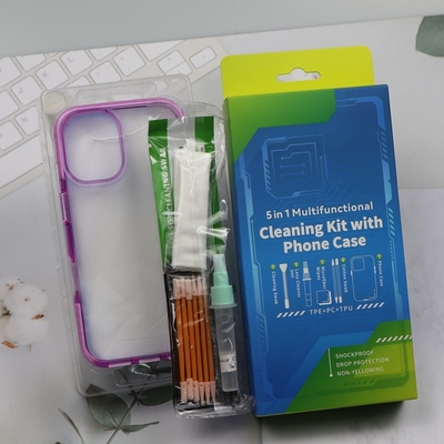 5 in 1 Telefono Pulizzatore Piccolo Swab di schiuma Kit di pulizia dello schermo Kit di pulizia del telefono con custodia del telefono