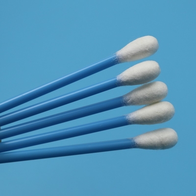 Bastoncino in PP blu da 10 cm con testa rotonda grande, tampone di cotone medico, applicatore per la raccolta di campioni