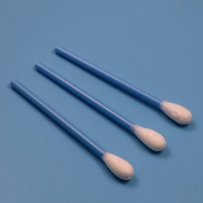 Bastoncino in PP blu da 10 cm con testa rotonda grande, tampone di cotone medico, applicatore per la raccolta di campioni