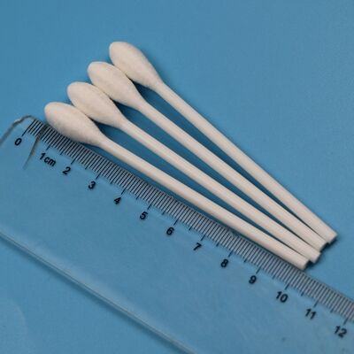 Bastoncini di cotone con testa grande e rotonda in PP rigido da 100 mm per uso medico, Qtips, applicatori con tampone di cotone per laboratorio