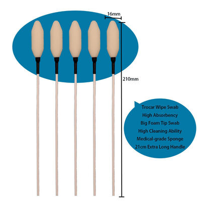 Tampone di pulizia medico in spugna monouso lungo da 21 cm con tampone in spugna, punta in schiuma, trocar, per ospedale