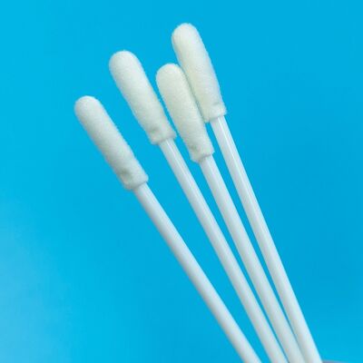 Tampone monouso in PP bianco monouso da 8 cm Tampone con punta in schiuma sterile Kit VTM Test influenzale Tampone orale Tampone per test ambientali Tampone di campionamento superficiale