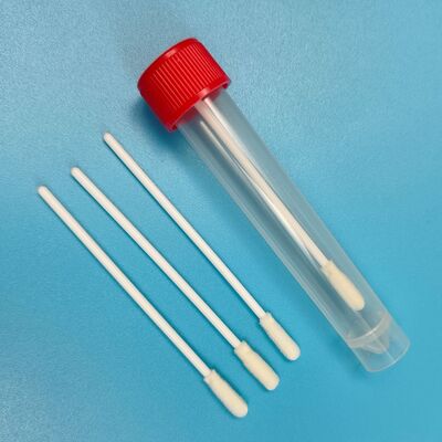 Tampone monouso in PP bianco monouso da 8 cm Tampone con punta in schiuma sterile Kit VTM Test influenzale Tampone orale Tampone per test ambientali Tampone di campionamento superficiale
