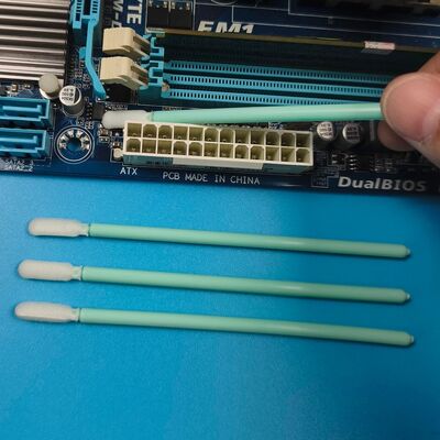 TX709 Tampone di spugna per pulizia di precisione in stick verde in PP Tampone per pulizia con punta in schiuma per camera bianca Tampone per pulizia di componenti elettronici