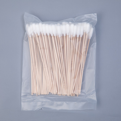 Tamponi di cotone lunghi di legno del bastone di disposizione, tamponi di cotone medicati sterili