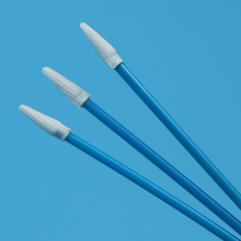 Swab a punta di poliestere a maglia a doppio strato libero da lince Swab a stanza pulita a punta piccola con maniglia blu