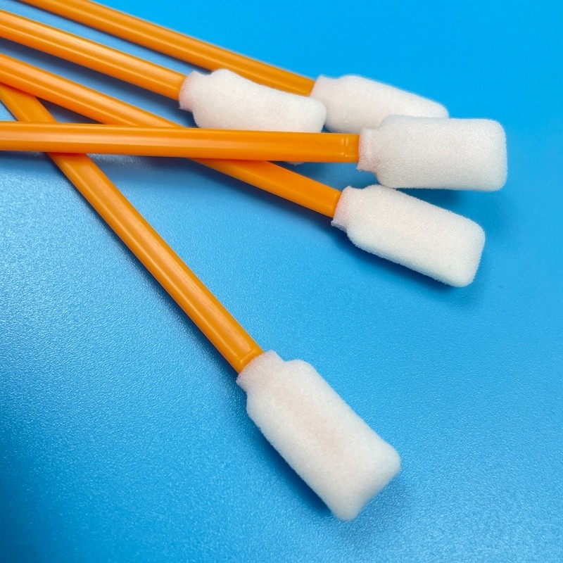 Colore arancione Swabs a punta di schiuma Testa rettangolare Solid PP Handle Lint Swabs Free