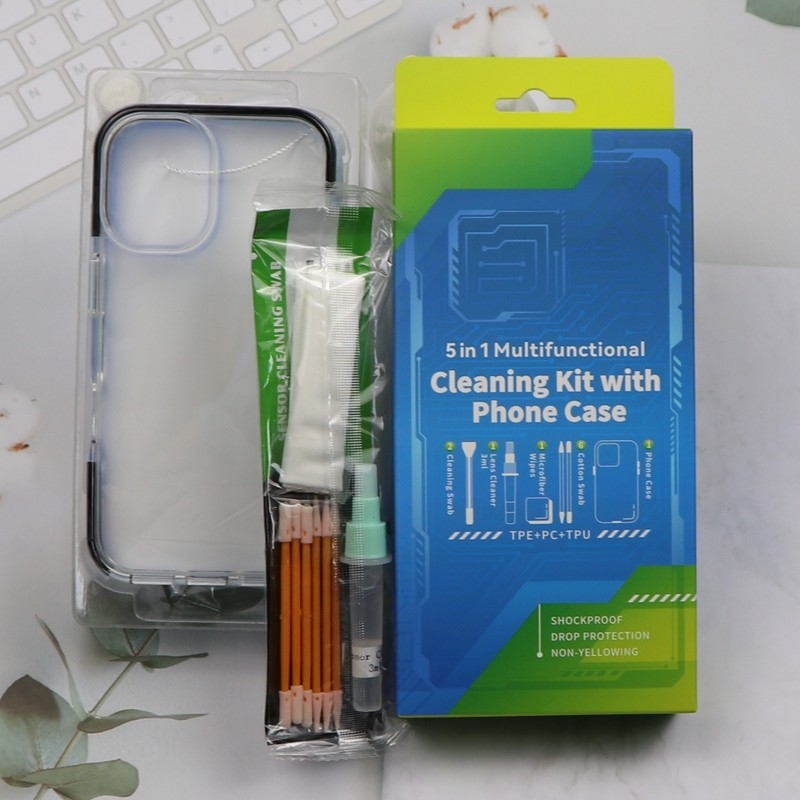 5 in 1 Telefono Pulizzatore Piccolo Swab di schiuma Kit di pulizia dello schermo Kit di pulizia del telefono con custodia del telefono