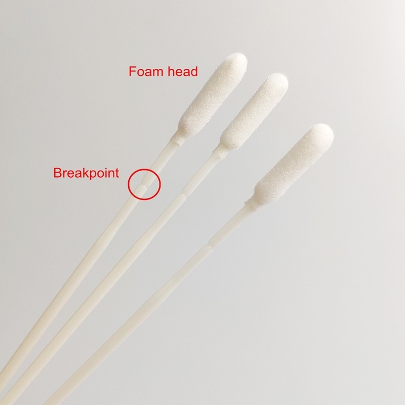 Swabs sterili a punta di schiuma con punto di rottura con confezioni indipendenti per campionamento clinico, industriale e ambientale