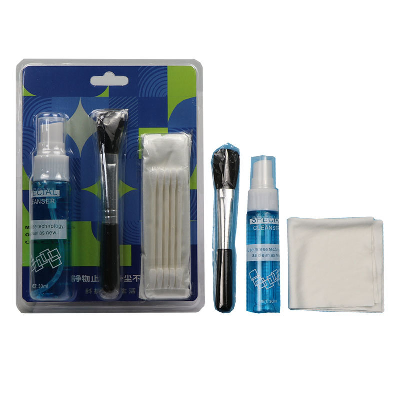 Salviette detergenti in microfibra portatili 4 in 1 per la pulizia di schermi, kit per la pulizia di lenti per laptop con soluzione