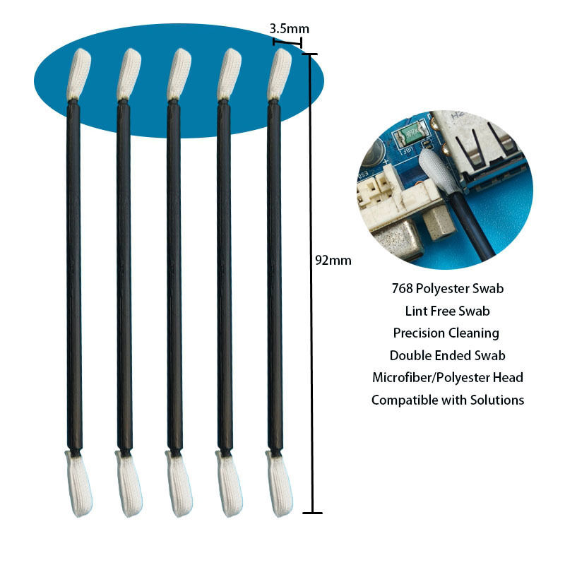 768 Libero di lince Manicotto nero Testa contorta Poliestere Swab Pulizia di precisione Swab dettagliato per la stanza pulita