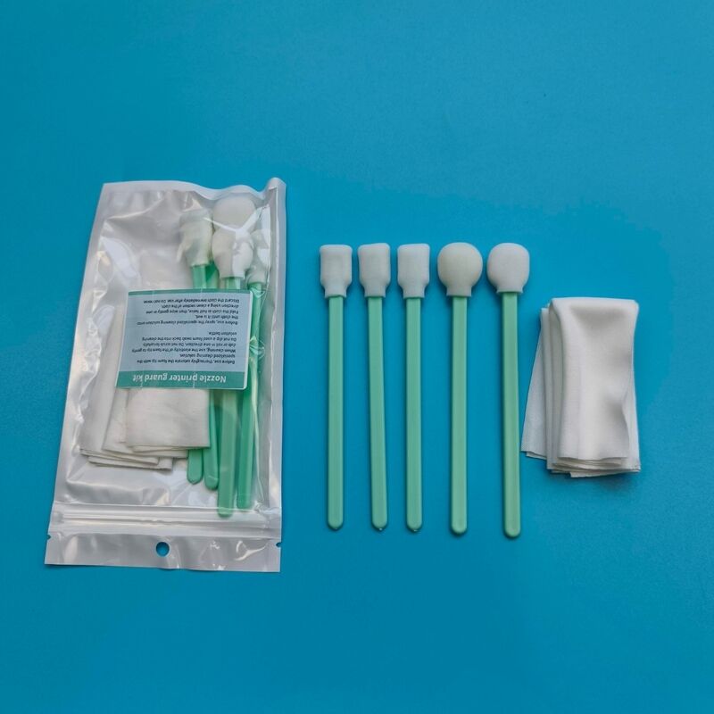 Kit tampone per dettagli con manico verde privo di pelucchi, tampone in spugna morbida, punta in schiuma. Kit di pulizia della stampante con salviette in poliestere