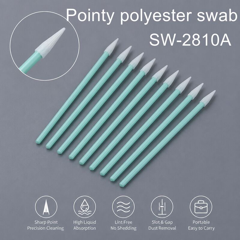 Swab di poliestere a punta tagliente per l'elettronica Lenti ottiche Pcb Tastiera di pulizia di lacune Alto assorbimento 75mm