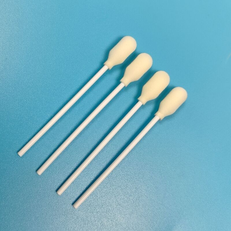 Copertina di schiuma da bastoncino in PP bianco usa e getta di cotone Spugna di bastoncino di schiuma di punta di tampone per test medici